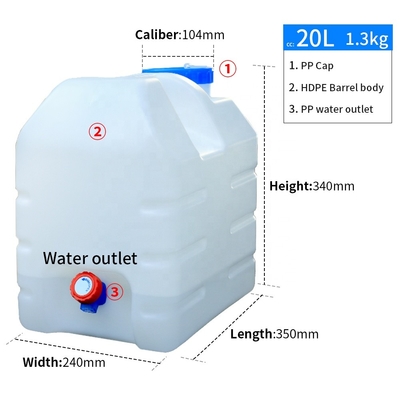 20l 5 Galon Plastik Dış Su Toplama Tankı 350*240*340mm