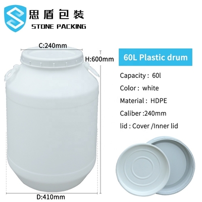 Beyaz HDPE %100 Kimyasal 60l Kapaklı Plastik Varil