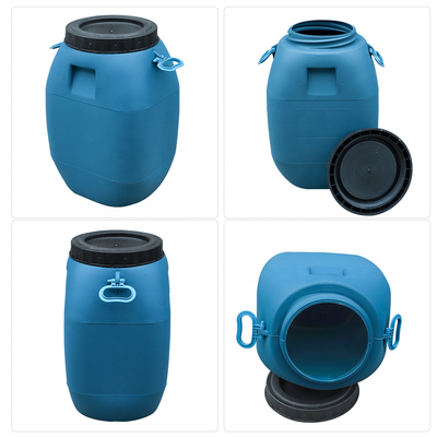 HDPE 100% 60L Mavi HDPE Plastik Kap Kapaklı Varil