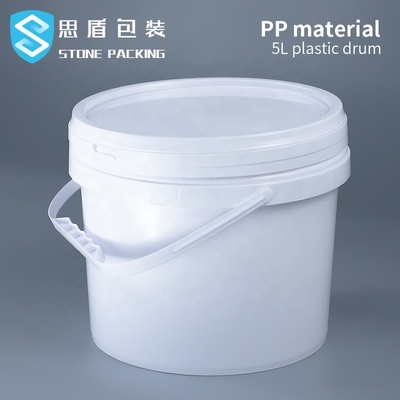 Dia 222mm PP Beyaz 5l Kimyasal Yuvarlak Plastik Kaplar 360g