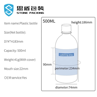 Shrink Sleeve 1000ml 500ml PET Vidalı Plastik Şişe 38g 51g