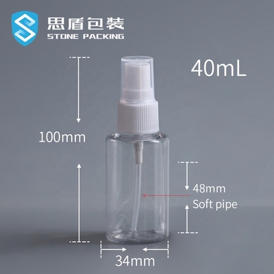 Geri Dönüştürülebilir 40ml Alkol Şeffaf PET Sprey Şişe 73*34mm